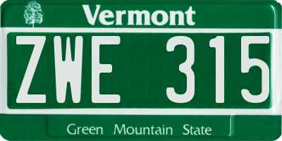 VT license plate ZWE315
