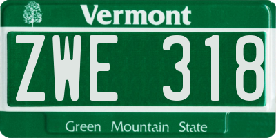 VT license plate ZWE318