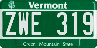 VT license plate ZWE319