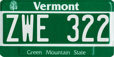 VT license plate ZWE322