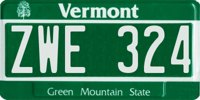 VT license plate ZWE324