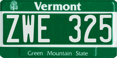 VT license plate ZWE325