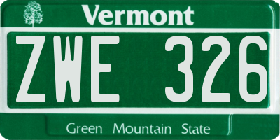 VT license plate ZWE326