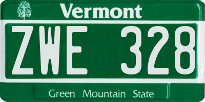 VT license plate ZWE328