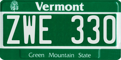 VT license plate ZWE330