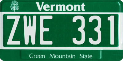VT license plate ZWE331