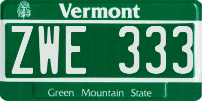 VT license plate ZWE333
