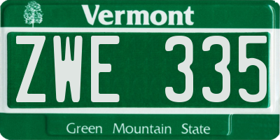 VT license plate ZWE335