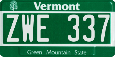 VT license plate ZWE337