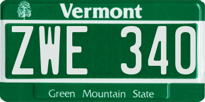 VT license plate ZWE340