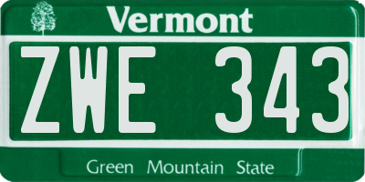VT license plate ZWE343
