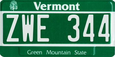 VT license plate ZWE344