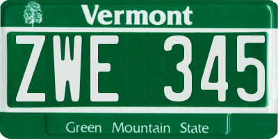 VT license plate ZWE345