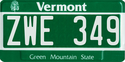 VT license plate ZWE349