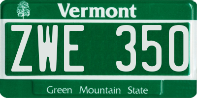 VT license plate ZWE350