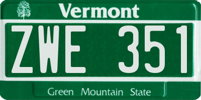 VT license plate ZWE351