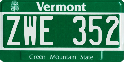 VT license plate ZWE352