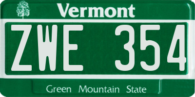 VT license plate ZWE354