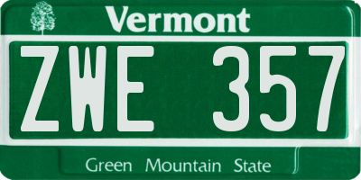 VT license plate ZWE357