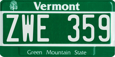 VT license plate ZWE359