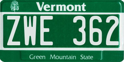 VT license plate ZWE362