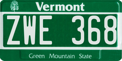 VT license plate ZWE368