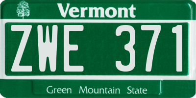 VT license plate ZWE371