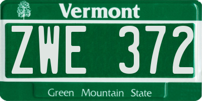 VT license plate ZWE372