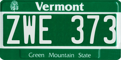VT license plate ZWE373