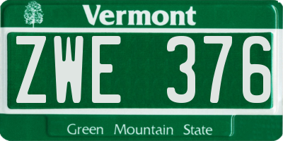 VT license plate ZWE376