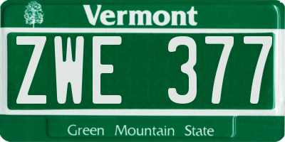 VT license plate ZWE377