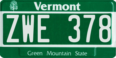 VT license plate ZWE378