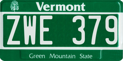 VT license plate ZWE379