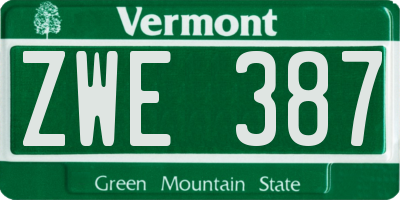 VT license plate ZWE387
