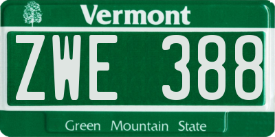 VT license plate ZWE388