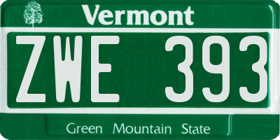 VT license plate ZWE393