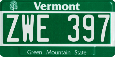 VT license plate ZWE397
