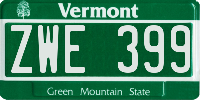 VT license plate ZWE399
