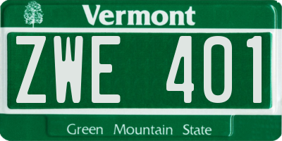 VT license plate ZWE401
