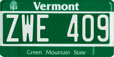 VT license plate ZWE409