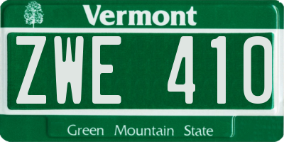 VT license plate ZWE410
