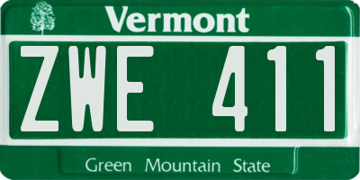 VT license plate ZWE411