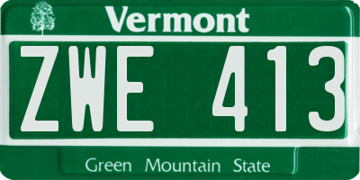 VT license plate ZWE413