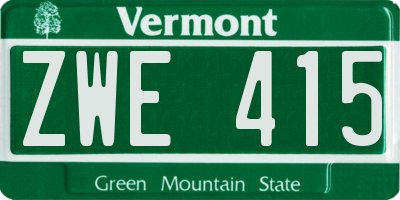 VT license plate ZWE415
