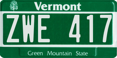 VT license plate ZWE417