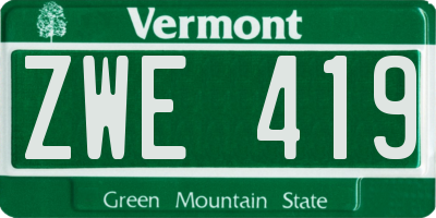 VT license plate ZWE419