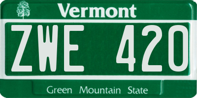 VT license plate ZWE420