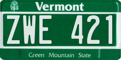 VT license plate ZWE421