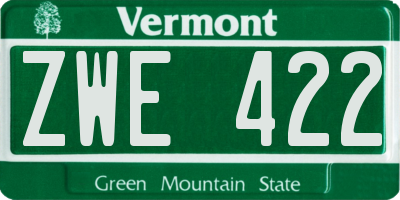 VT license plate ZWE422