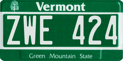 VT license plate ZWE424